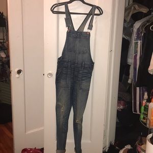 madewell blue jean overalls
